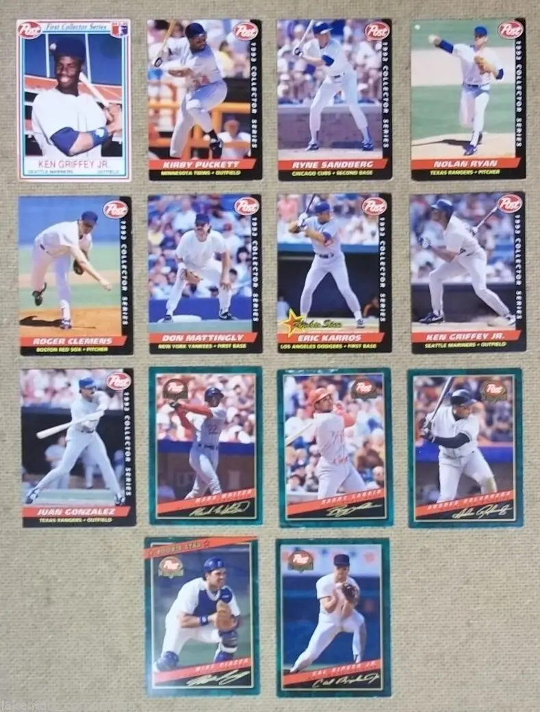 Vintage Baseball Card Lot (14 Cards) Featuring Griffey, Gonzalez, Whitten, Clemens, Ryan – Used 1