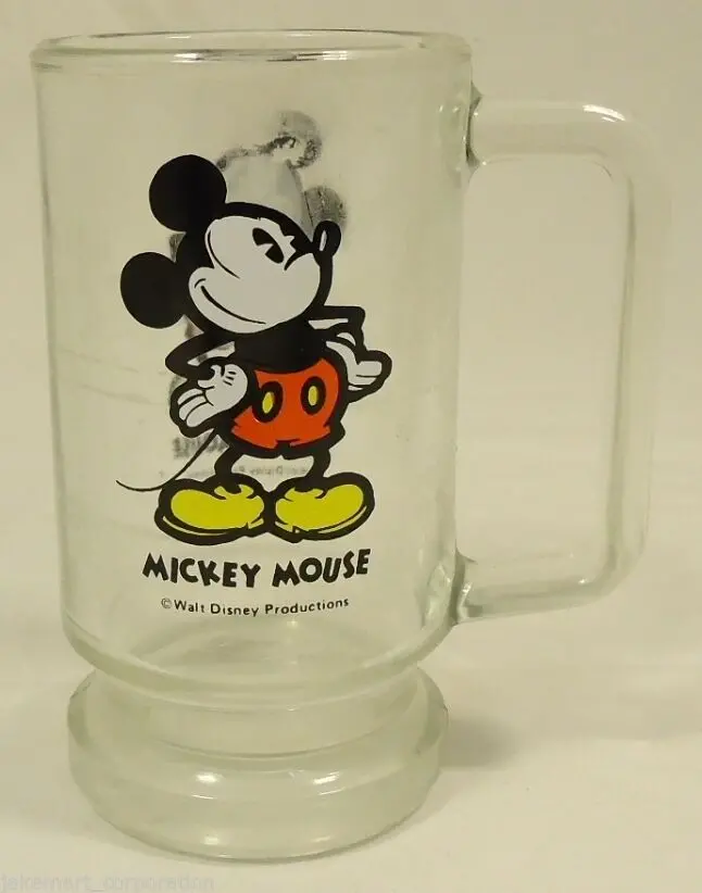 Vintage Disney Mickey Mouse Glass Mug – 5.5-Inch Retro Collectible 1
