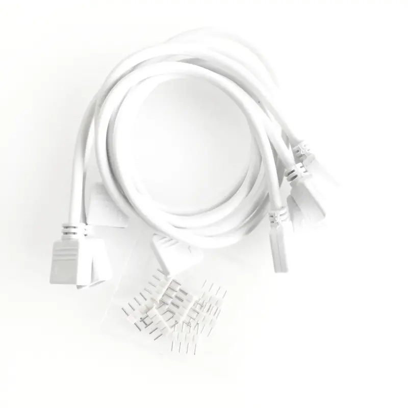 White 1Ft Rgb Extension Cable Kit – 4-Pin Connector Set (4 Pcs) For Compact Led Installations 1