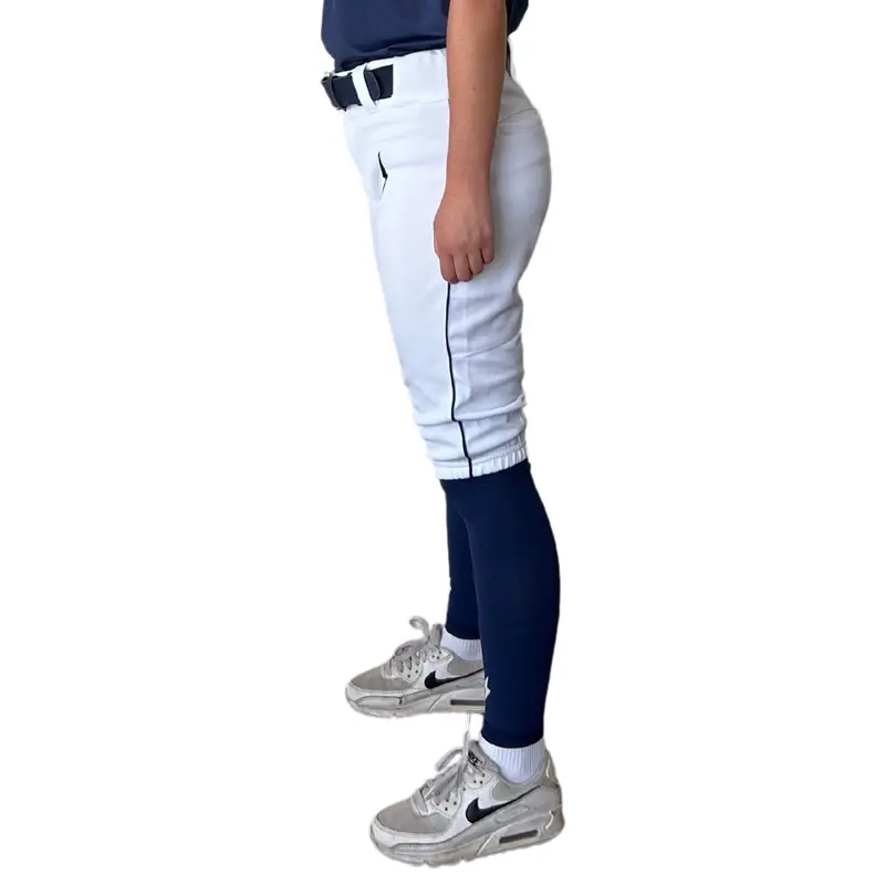 White-And-Navy Piped Premium Pro Softball Knicker Pants 1
