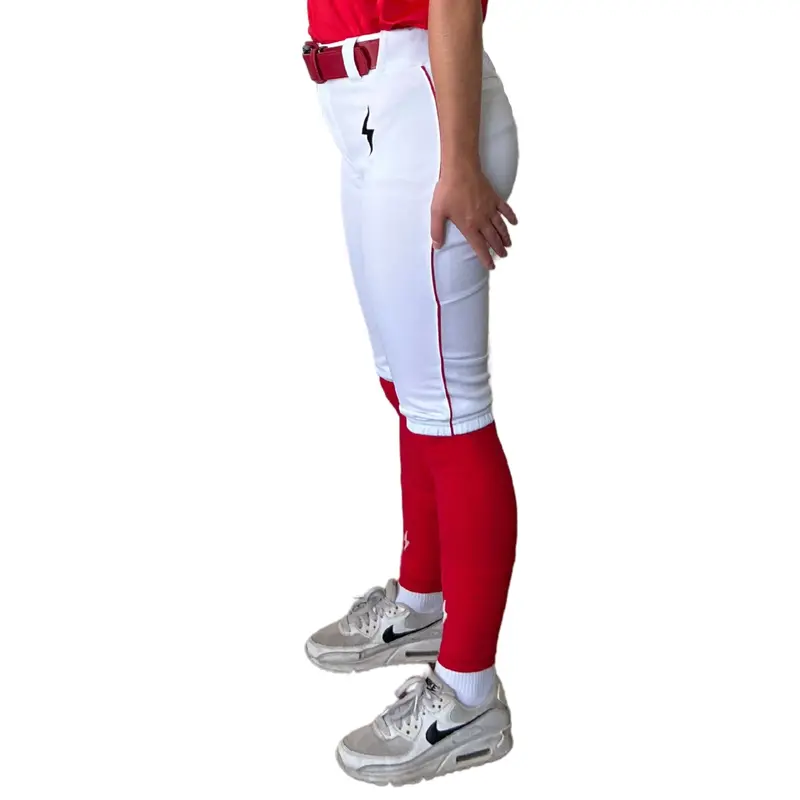 White-And-Red Piped Premium Pro Softball Knicker Pants 1