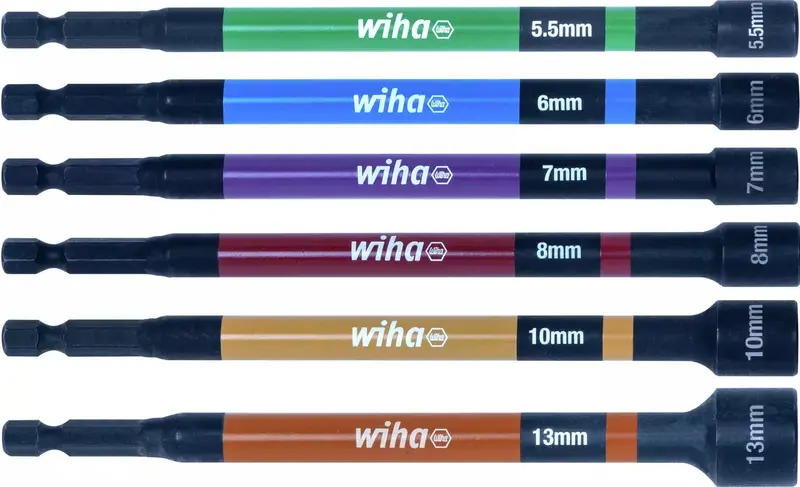 Wiha Color-Coded Magnetic Nut Driver Set — 6-Piece, 150 Mm, 1/4" Drive 1
