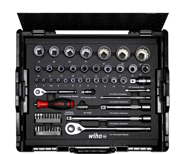 Wiha Dual-Drive Socket & Bit Kit – 1/4" + 1/2", 60-Piece Set 1