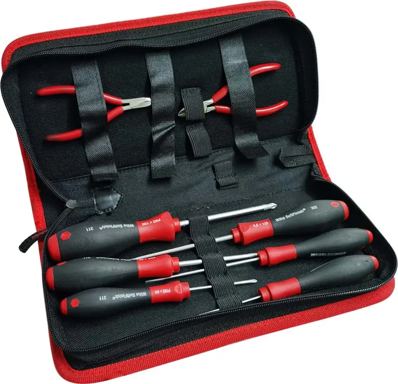 Wiha Softfinish Slotted & Phillips Screwdriver & Pliers Set – 8-Piece Insulated Case 1