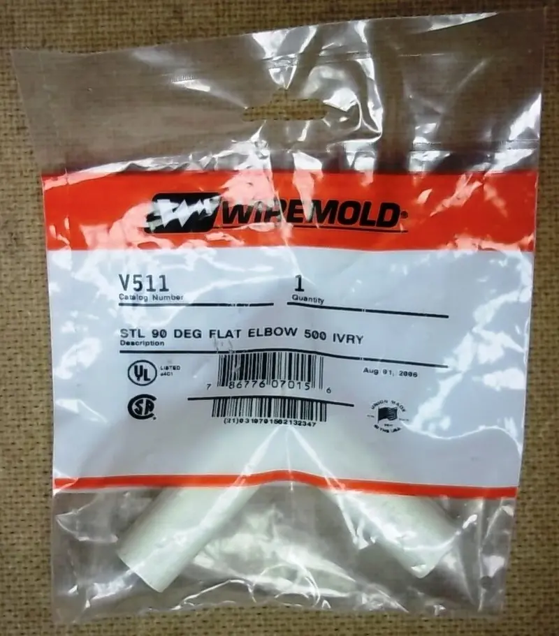Wiremold V511 Ivory Flat 90° Steel Elbow – 500 Series, Brand New 1
