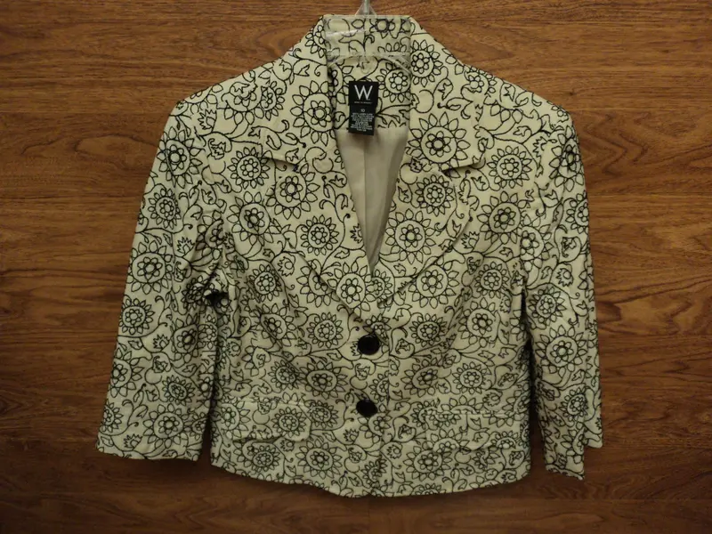 Women'S Work-To-Weekend Floral White Blazer – Pre-Owned Lightweight Layer 1