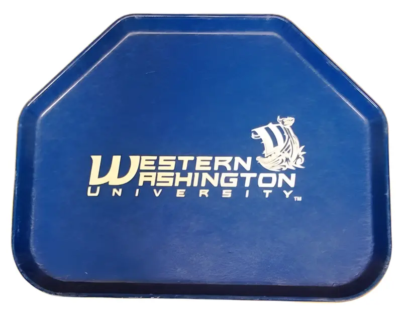 Wwu Cafeteria Tray – Blue Fiberglass Trapezoid, 18" × 14" (Used) 1