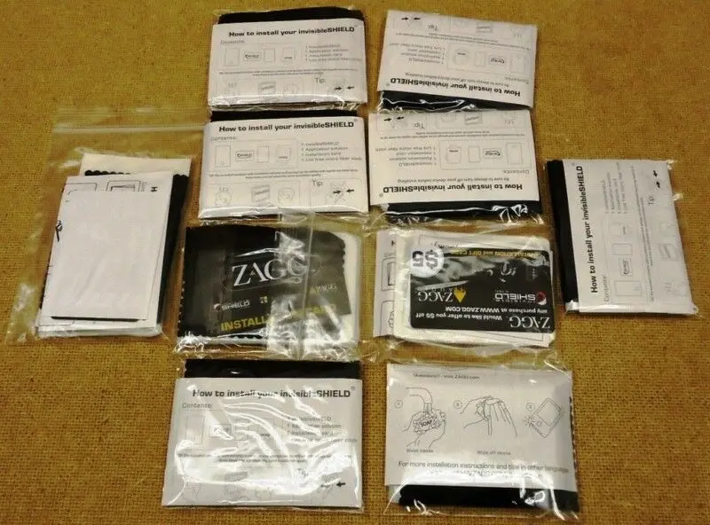 Zagg Invisibleshield Application Kit: 10-Count Solution Pack With Microfiber Cloth – Brand New 1