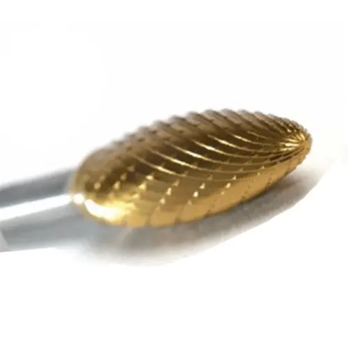 Champion Sh2 Flame-Shaped Carbide Bur – Titanium Nitride Coated For Extended Life 1