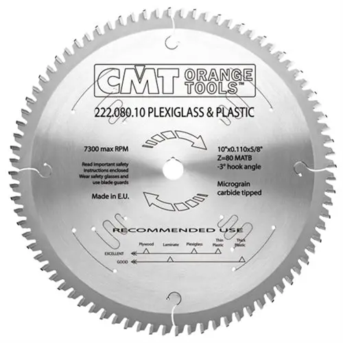 Cmt 12-Inch Industrial Saw Blade For Plexiglass & Plastics – 96-Tooth Matb Grind 1