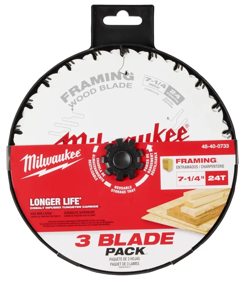 Milwaukee 48-40-0733 Framing Circular Saw Blade – 7-1/4", 24-Tooth, 3-Pack 1