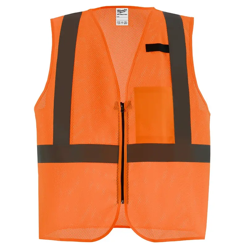 Milwaukee Class 2 Hi-Vis Orange Mesh Safety Vest With Single Pocket 1