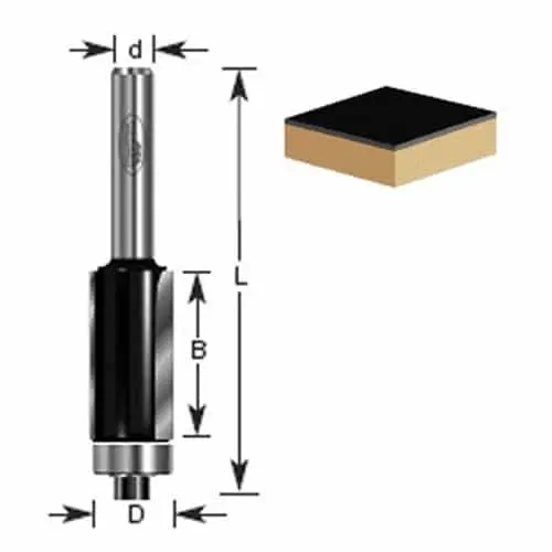 Timberline 190-14 Flush Trim Router Bit – 3/8" Diameter, Carbide-Tipped Edge Guide 1